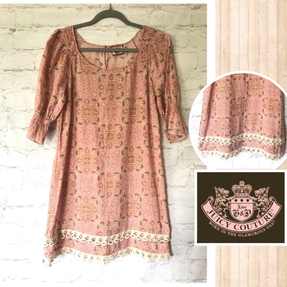 Juicy Couture Pink Bell Sleeve Casual Dress